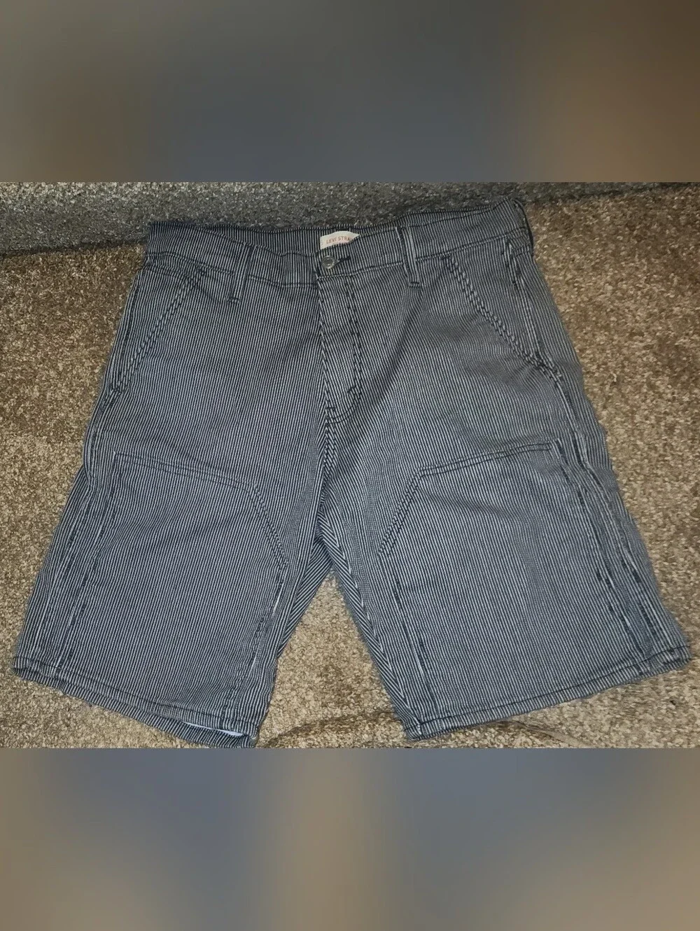 Levi's Blue and White Pinstripe Denim Shorts 32 W